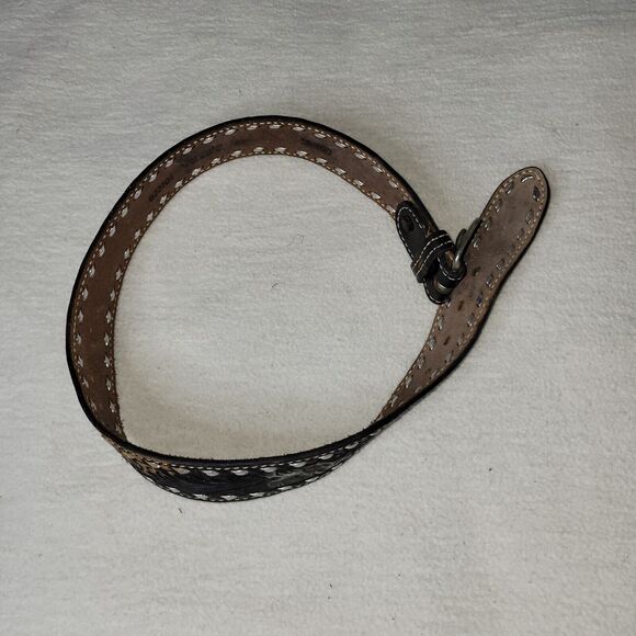 Vtg Tex Tan Belt Womens Sz 20 Barbie Buckle Genuine Cowhide 022101 Made In USA - Picture 4 of 16